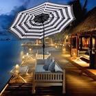 Blissun 9 ft Solar Umbrella, 32 LED Lighted Patio Umbrella, Table Market Umbrella, Outdoor Umbrella for Garden, Deck, Backyard, Pool and Beach (Tan)