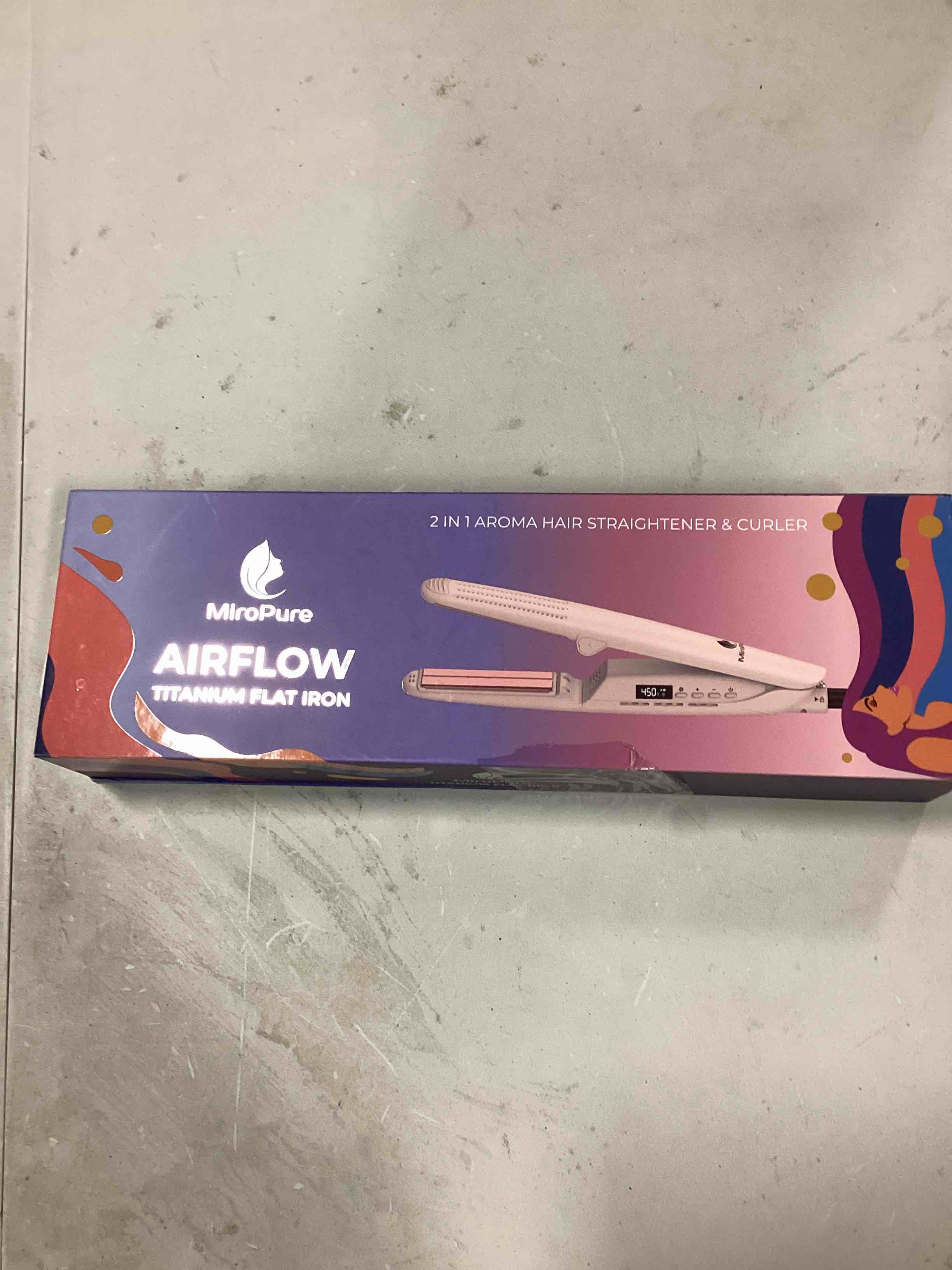 MiroPure 360° Airflow Styler Curling Iron, Titanium Flat Iron Hair Straightener and Curler 2 in 1, Professional Curing Wand with Ionic Aroma Cool Air, 13 Adjustable Temps, Dual Voltage for Long Hair