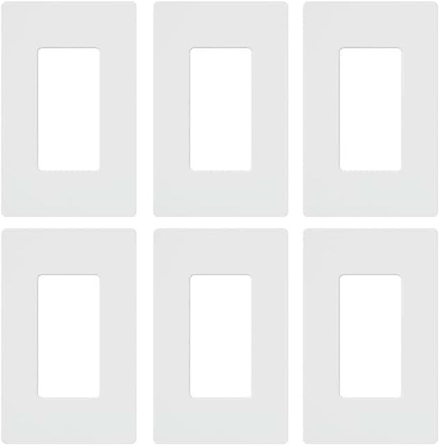 Leviton 80301-SW 1-Gang Decora Plus Wallplate Screwless Snap-On Mount, White, 20-Pack