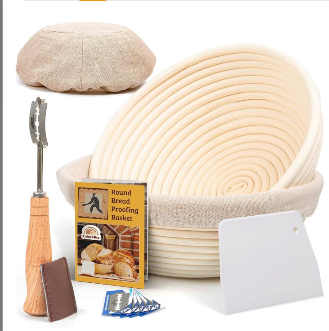 Bread Banneton Proofing Basket, Round 9" Set of 2, Sourdough Bread Baking Supplies Starter Kit, Bread Making Tools, Bread Basket Gift Set, by Criss Elite 2x Round 9 inch