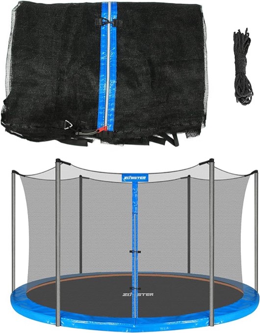 Trampoline Replacement Safety Enclosure Net for 6 Straight Poles Round Frame Trampolines, Breathable and Weather-Resistant Trampoline Net with Adjustable Straps (Net Only) 15FT Frame