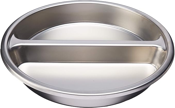 Winco Round Divided Food Pan, Stainless Steel Medium