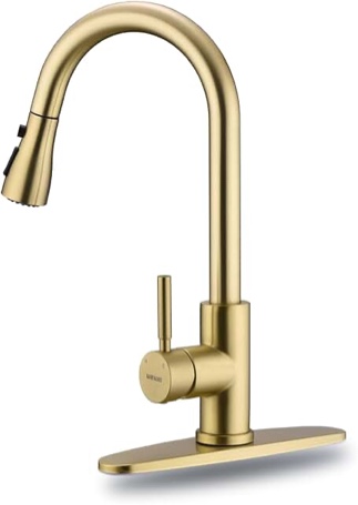 Modern Kitchen faucet in satin brass
