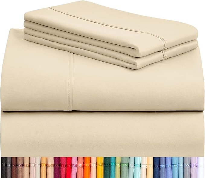 Majestic Home Bon Dormir 750 Series, 4 Piece Queen Sheet Set, Cream