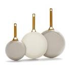 GreenPan Reserve Hard Anodized Healthy Ceramic Nonstick 8" 10" and 12" 3 Piece Frying Pan Skillet Set, Gold Handle, PFAS-Free, Dishwasher Safe, Oven Safe, Taupe