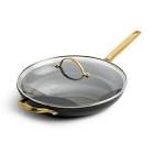 GreenPan Reserve Hard Anodized Healthy Ceramic Nonstick 12" Frying Pan Skillet with Helper Handle and Lid, Gold Handle, PFAS-Free, Dishwasher Safe, Oven Safe, Twilight Blue
