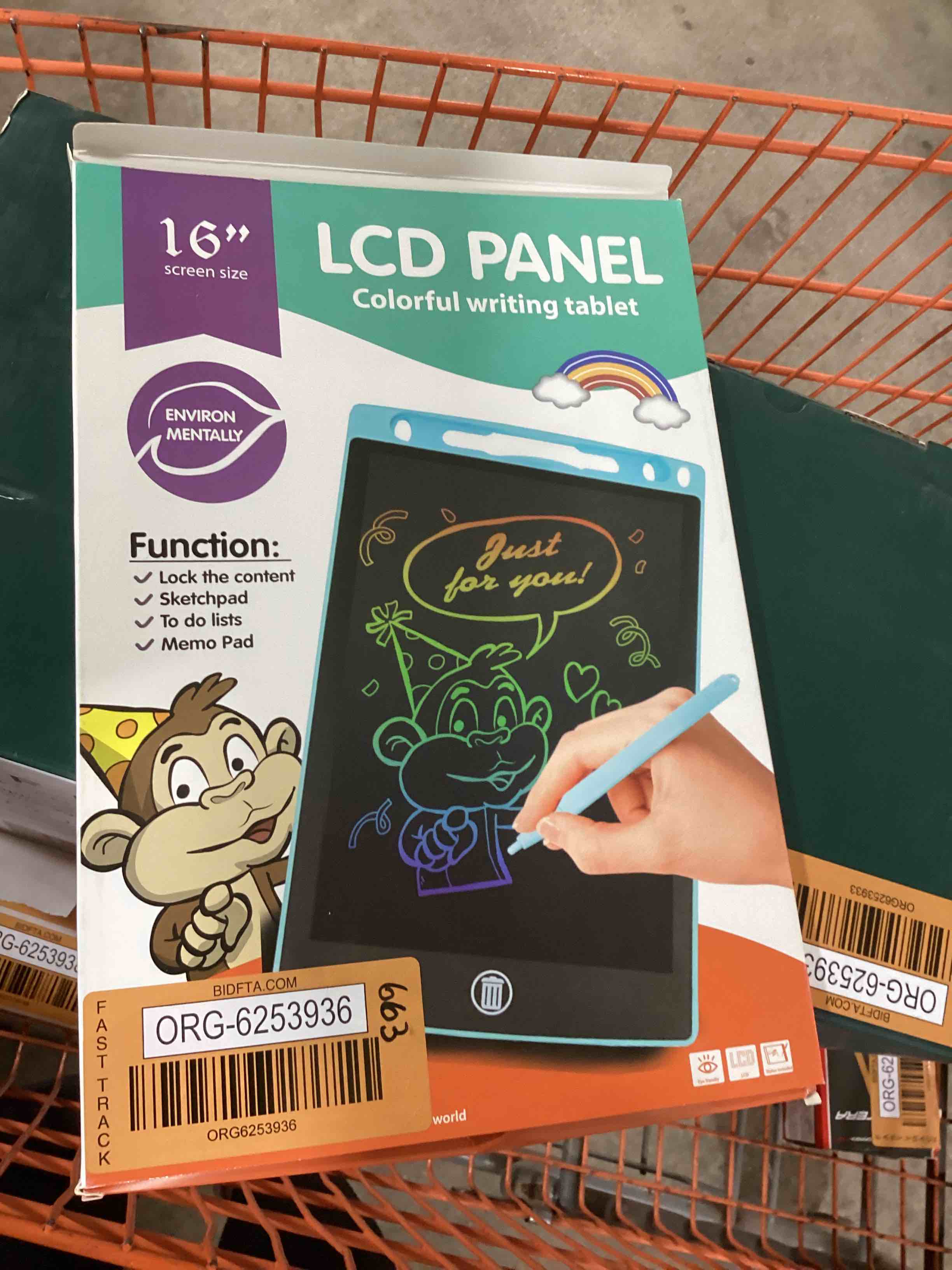 Epakh 1 Piece LCD Writing Tablet Doodle Pad for Kids 16” LCD Drawing Board Colorful Reusable Writing Tablet for Girl Boy Toddlers Educational (Black)