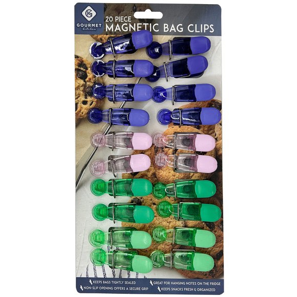 20 Piece Magnetic Multi-Function Food Bag Color Clips
