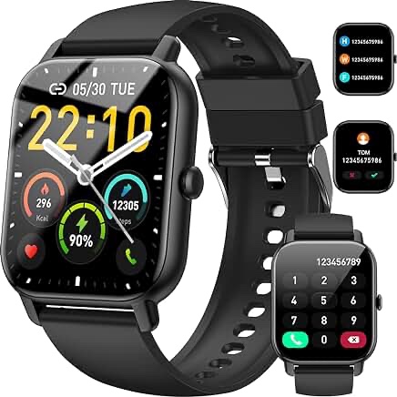 Smart Watch (Answer/Make Calls), 1.85" Smart Watches for Men Women 110+ Sport Modes Fitness Watch with Sleep Heart Rate Monitor, Pedometer, IP68 Waterproof Smartwatch for iOS Android Watch Gold Orange