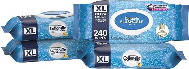 Cottonelle XL Extra Large Flushable Adult Wet Wipes 4 Packs 60/pack, 240 Total ?
