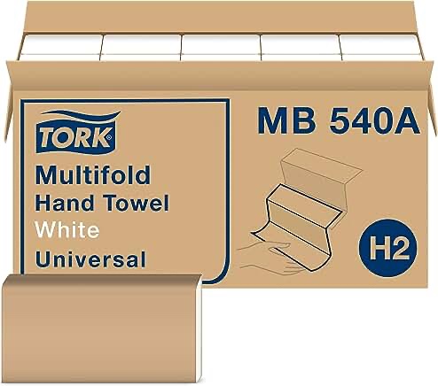 Tork Multifold Hand Towel White H2, Universal, 100% Recycled Fibers, 16 x 250 Towels, MB540A 16 x 250 Hand Towels