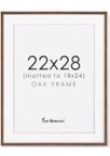 Fun Memories Oak Wood Picture Frame 22x28 Set of 2, 22 x 28 Wood Frame with Mat for 18x24, Large Poster Frame 22"x28" for Wall, 28x22 Frame with Tempered Glass, Walnut Color Walnut 22x28 - 2P