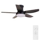 SHIHOT 42 inch Black Ceiling Fans with Lights and Remote Control, Fan Light with 4 Reversible Blades, LED Dimmable, DC Noiseless Motor, 6 Speeds, Ceiling Fan for Bedroom Living Room