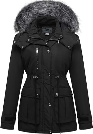 GGleaf Women's Quilted Winter Coat Warm Puffer Jacket Thicken Parka with Removable Hood XX-Large Black