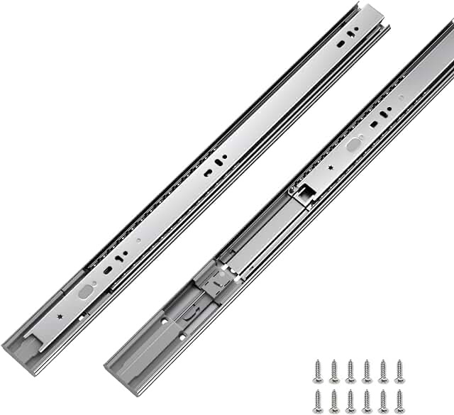 1 Pair Heavy Duty Drawer Slides 22 inch Soft Close Ball Bearing Drawer Slides - LONTAN 4502S3-22 Drawer Rails Heavy Duty 100 LB Capacity Full Extension Drawer Slides