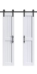EaseLife 36in x 84in (Double 18in×84in Door) White Barn Door with 6.6FT Sliding Door Hardware & Handle Included,DIY Assemblely,Easy Install,Apply to Interior Rooms & Storage Closet,H-Frame