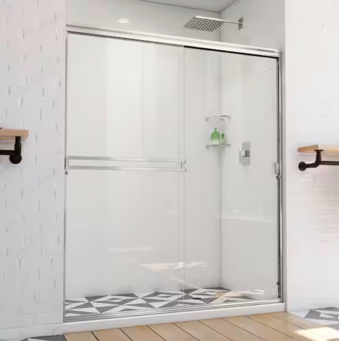 DreamLine Alliance Pro BG 60 in. W x 70.375 in. H Sliding Semi Frameless Shower Door in Chrome with Clear Glass