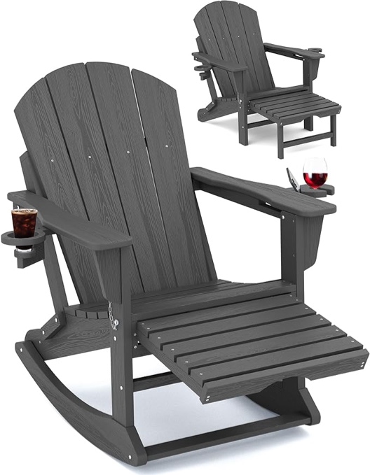 kingyes folding reclining Adirondack chair, black 