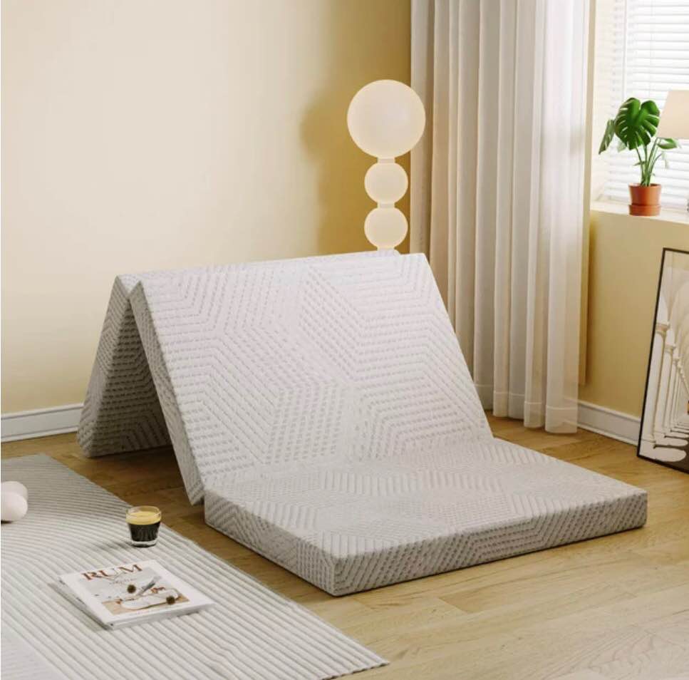 MLILY Ego 4 inch Tri Folding Memory Foam Mattress, Portable Guest Bed, King Size
