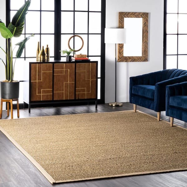nuLOOM Elijah Seagrass with Border Beige 12x15 Area Rug