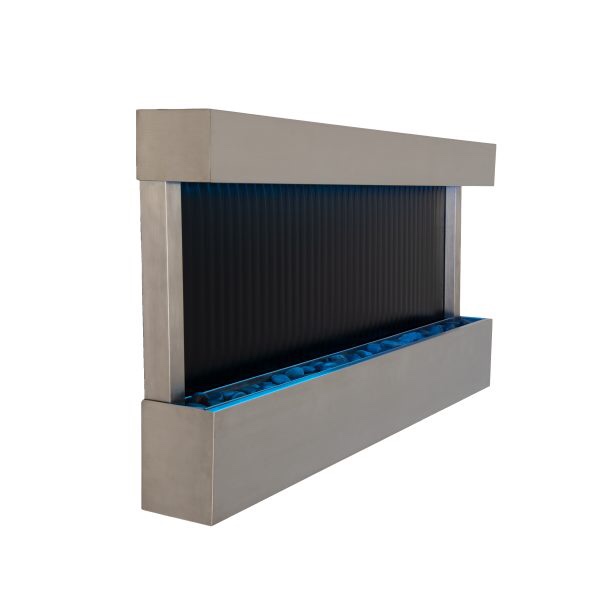 XBrand 47? Indoor Wall-Mounted Mirror Waterfall Fountain with Pump, LED Lights, and Rocks for Home Decoration (SE-282-2828)