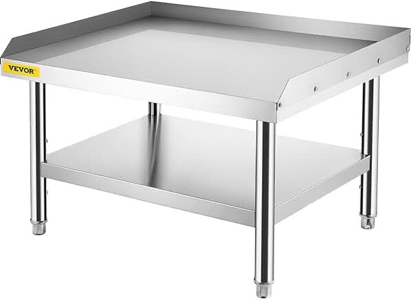 VEVOR Stainless Steel Equipment Grill Stand, 36 x 30 x 24 Inches Stainless Table, Grill Stand Table with Adjustable Storage Undershelf, Equipment Stand Grill Table for Hotel, Home, Restaurant Kitchen 36*30*24In