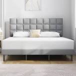 Molblly King Bed Frame Upholstered Platform with Headboard and Strong Wooden Slats,Non-Slip and Noise-Free,No Box Spring Needed, Easy Assembly,Light Gray