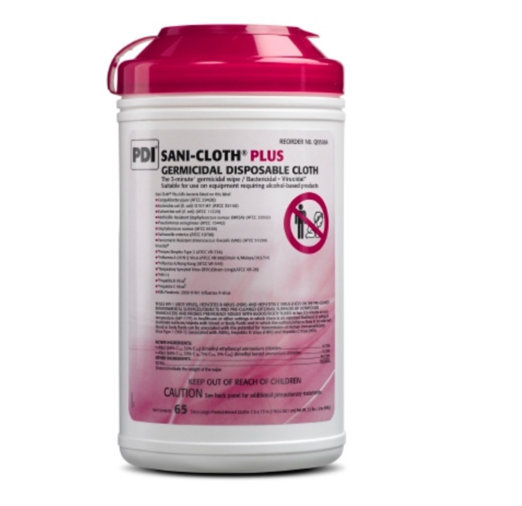 Surface Disinfectant Cleaner Sani-Cloth Plus Germicidal Wipe 65 Count NonSterile Canister Disposabl - 65 Count by Professional Disposables