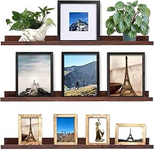 MBYD Floating Shelves 3 Same Dimensions, 48 Inch Deep Walnut Solid Wooden Shelves for Wall, Wall Mount Picture Ledge Wall Shelf for Home, Kitchen, Office, Living Room Deep Walnut 48 In