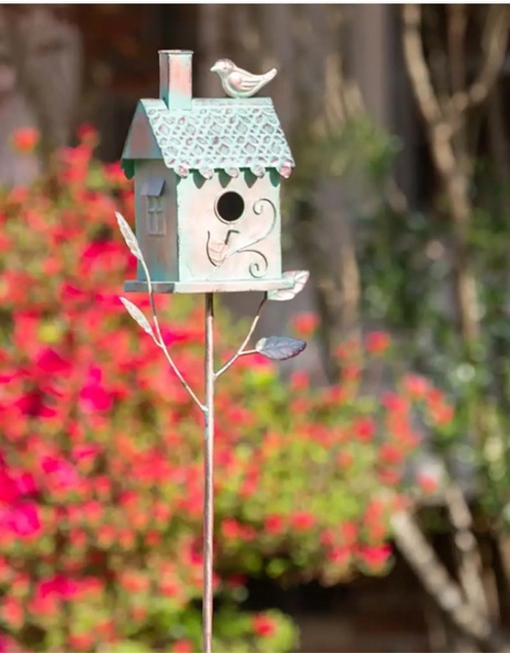 Patina Traditional Birdhouse Garden Stake