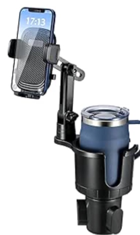 This Hill Cup Holder Phone Mount for Car,Upgraded 2 in 1 Car Cup Phone Holder Expander with Adjustable Base,360 Degree Rotation, Cup Phone Holder for Car Compatible iPhone,Samsung & All Smartphones