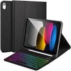 iPad 10th Generation Case with Keyboard,Keyboard for iPad 10th Gen 2022 10.9â€™â€™,Keyboard Case for iPad 10th Gen with Pencil Holder,7 Color Backlit Detachable Bluetooth Keyboard for iPad 10.9"2022,Black