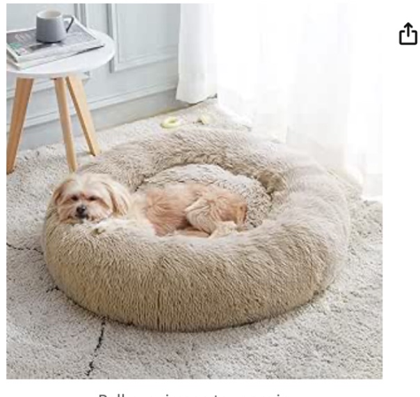 Calming Dog Bed & Cat Bed, Anti-Anxiety Donut Dog Cuddler Bed, Warming Cozy Soft Dog Round Bed, Fluffy Faux Fur Plush Dog Cat Cushion bed for Small Medium Dogs and Cats (20"/24"/27"/30")