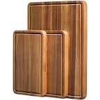 Wood Cutting Board, Bamboo Cutting Board Set, Chopping Board and Wooden Cutting Boards for Kitchen, Small Wood Cutting Board and butcher block (Acacia Wood, 3 Pack + Holder)