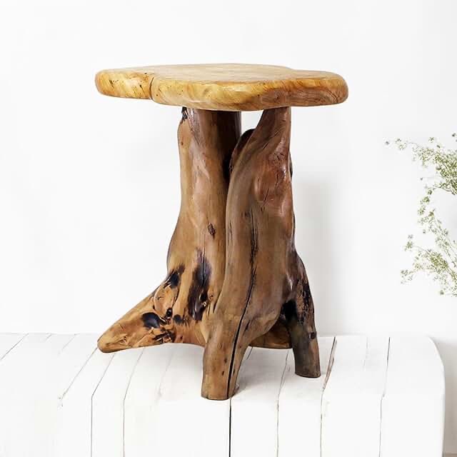 Greenage End Table - Cedar Roots Flower Stand 19  H