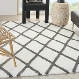 Nourison Feather Soft Trellis Ivory Charcoal 7'10" x 9'10" Area Rug
