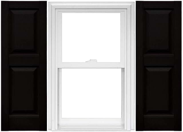 Mid America Raised Panel Vinyl Shutters (1 Pair) - 15x 43Black