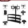 43 in. Black Multi-Function TV Stand with Height Adjustable Bracket Swivel 3-Tier