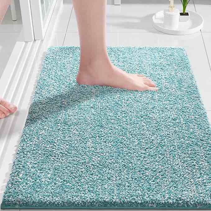 Yimobra Bathroom Rugs Mat, Extra Soft Comfortable Bath Rugs, Non-Slip, Water Absorbent and Thick Bathroom Floor Mats, Machine Washine, Shaggy Rugs for Shower Bathtubs, 24" x 17",