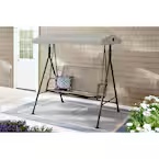 Mix and Match 2-Person Steel Sling Dark Taupe Outdoor Patio Swing in Taupe