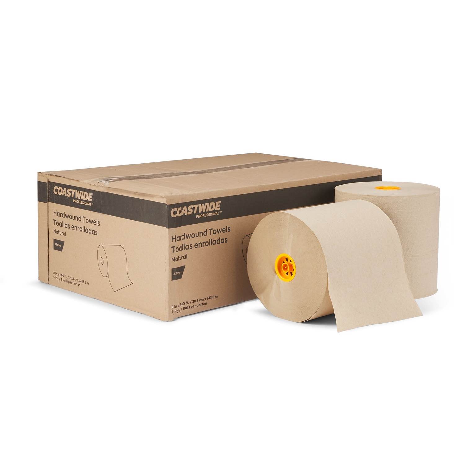 Coastwide Professional™ J-Series Hardwound Paper Towels, 1-ply, 800 ft./Roll, 6Rolls/Carton (CWJHT-NAT)