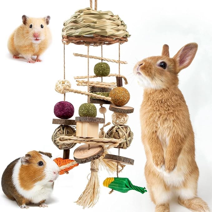 Sofier Rabbit Toys Hanging Timothy Hay Treats (Hat)
