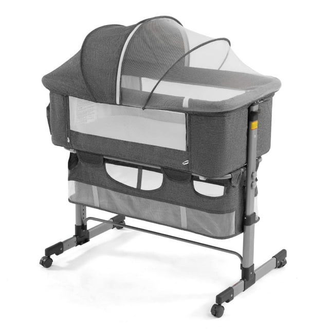 3 in 1 Bassinet for Baby, Height Adjustable Bedside Sleeper for Newborn Infant/Baby Boy/Baby Girl (Grey)