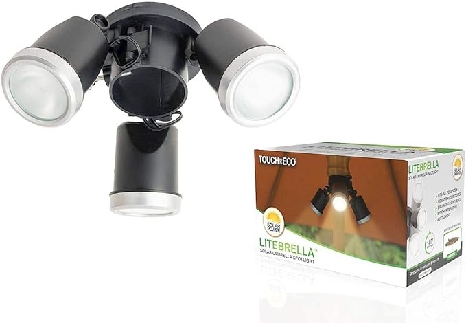 Solar Umbrella LED Spotlight 3 Adjustable Lights Universally Fits Any Patio Umbrella