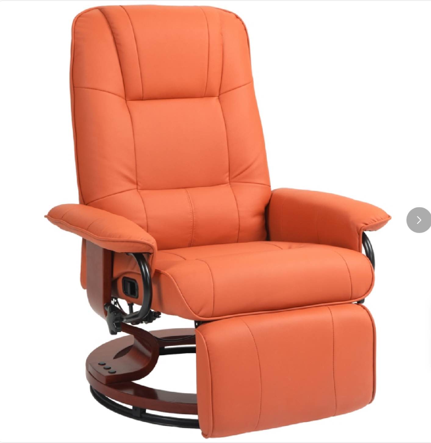 HOMCOM Faux Leather Recliner Chair, Swivel Recliner with Footrest, Armrest and Wood Base for Living Room, Orange