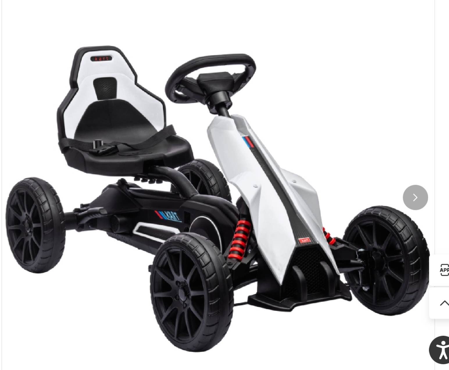 Aosom Kids Pedal Go Kart W/ Adjustable Seat, Swing Axle, White