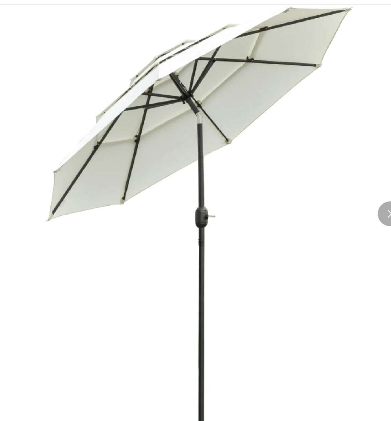 Outsunny 9FT 3 Tiers Patio Umbrella Outdoor Market Umbrella with Crank, Push Button Tilt for Deck, Backyard and Lawn, Beige
