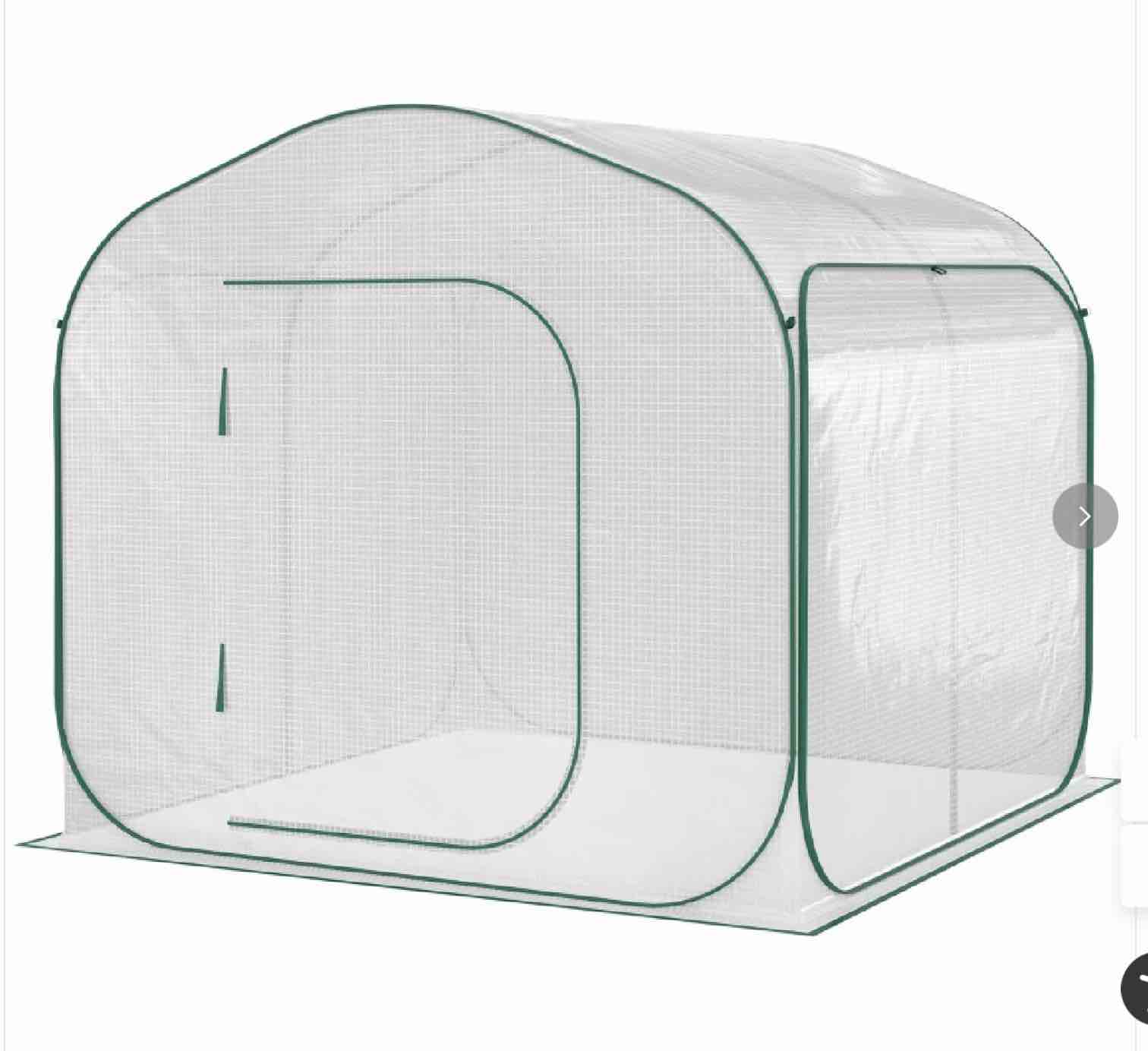 Outsunny 7' x 7' x 6' Garden Portable Pop Up Greenhouse with Side Door & Portable Zipper Bag for Plants & Vegetables White