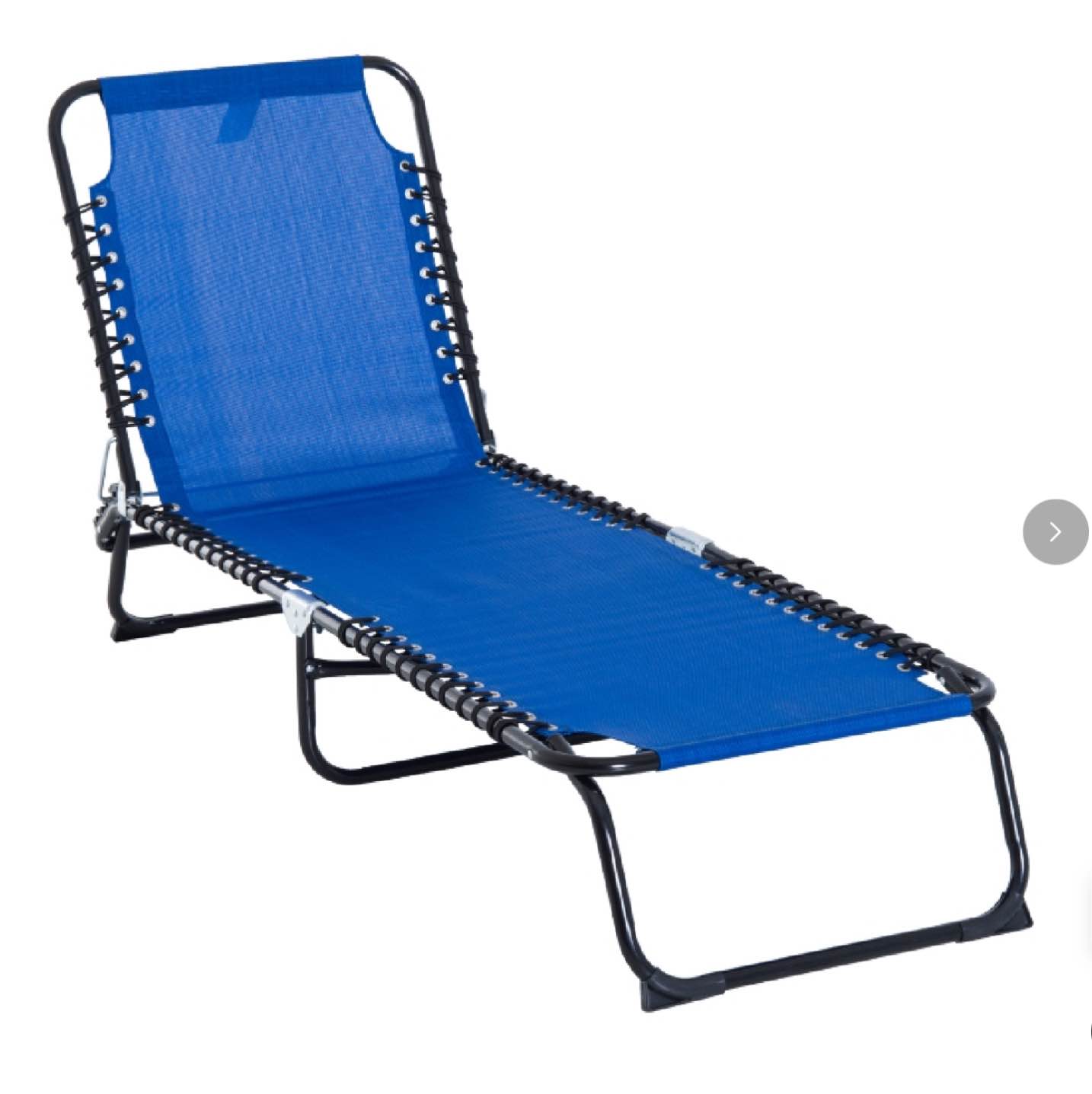 Outsunny Foldable Chaise Lounge, 4-Position Reclining Back, Trifold Portable design and Breathable Mesh for Poolside,Camping, Hiking - Navy Blue