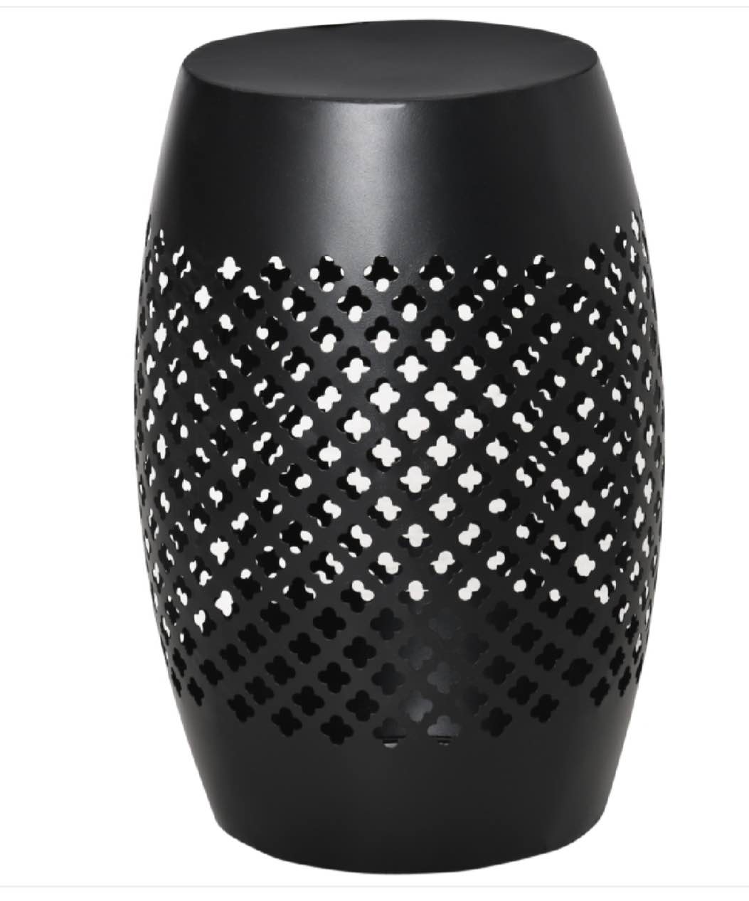 Outsunny 12.5" Steel Patio End Table, Round Hollow Drum Side Table, Accent Table for Indoor and Outdoor, Black